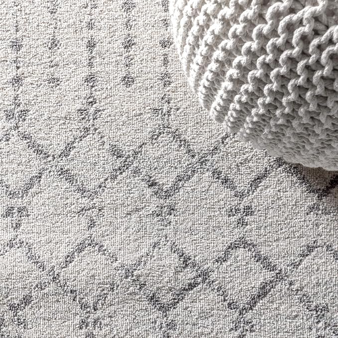 JONATHAN Y Boho Vintage Diamond Cream/Gray Square Area Rug 8X8 ft, Moroccan Hype for Living Room, Bedroom, Kitchen, Office, Easy-Cleaning, High Traffic, Pet-Friendly, Non-Shedding (MOH101B-8SQ)