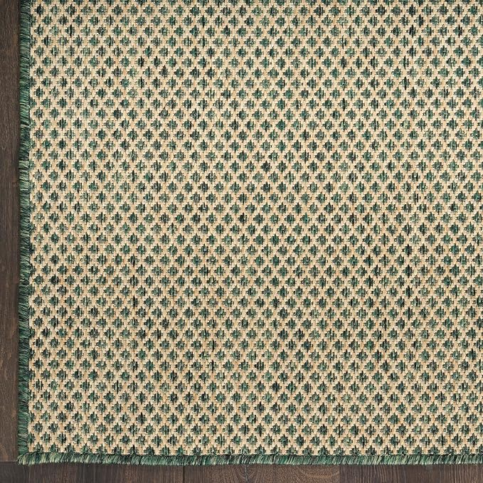Nourison Home Courtyard Green 6' x 9' Area Rug - Easy Clean, Non Shedding, Bed Room, Living Room, Dining Room, Kitchen (6' x 9')