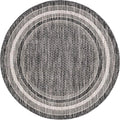 Unique Loom Outdoor Border Collection Area Rug - Soft Border (3' 1" Round, Black/ Ivory)