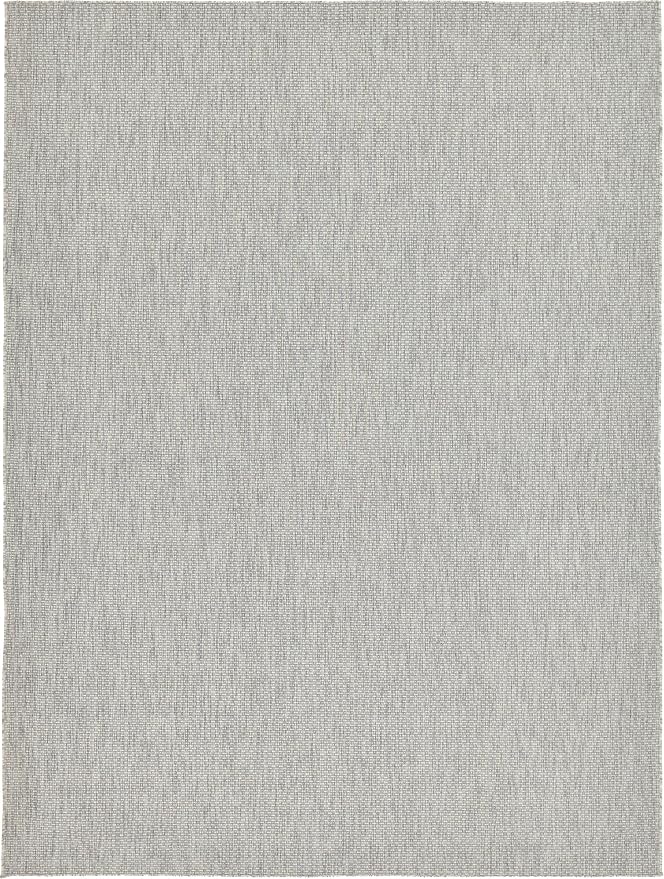 Unique Loom Collection Casual Transitional Solid Heathered Indoor/Outdoor Flatweave Area Rug (9' x 12' Rectangle, Light Gray/Ivory)