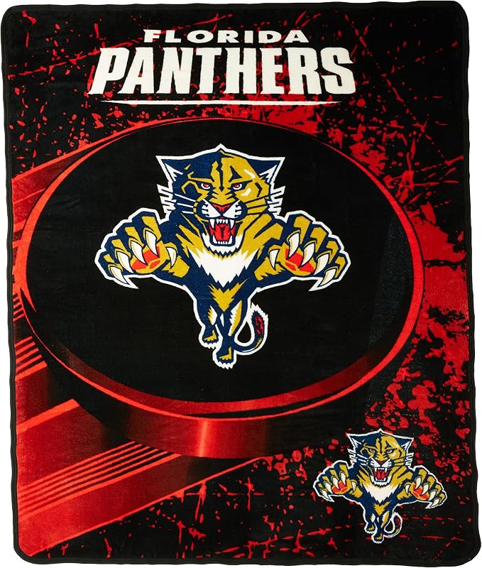 Northwest Officially Licensed NHL Florida Panthers Ice Dash Micro Raschel Throw Blanket, 46" x 60", Multi Color