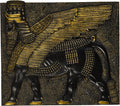 Design Toscano Assyrian Winged Bull Wall Sculpture, 10 Inch, Polyresin, Black and Gold
