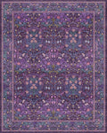 Hazo Haus Dark Purple Living Room Rug 8x10, Vintage Violet Floral Area Rugs for Bedroom, Washable Dining Room Under Kitchen Table, Oriental Low Pile Stain Resistant Large Plum Indoor Decor