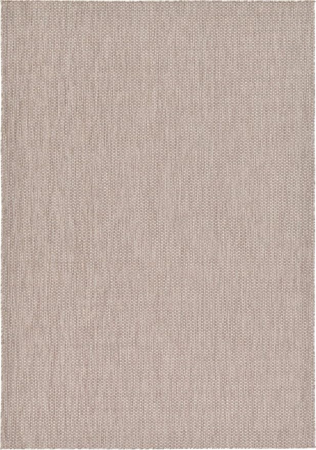 Unique Loom Collection Casual Transitional Solid Heathered Indoor/Outdoor Flatweave Area Rug (6' 1" x 9' Rectangle, Beige/Ivory)