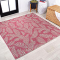 JONATHAN Y Palm Frond Indoor Outdoor Square Area Rug 5X5 Fuchsia/Light Gray, Nevis for Backyard, Patio, Porch, Easy-Cleaning, High Traffic, Pet-Friendly, Non-Shedding (SMB119F-5SQ)