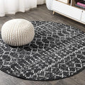 JONATHAN Y Boho Vintage Diamond Black/Ivory Round Area Rug 6 ft, Moroccan Hype for Living Room, Bedroom, Kitchen, Office, Easy-Cleaning, High Traffic, Pet-Friendly, Non-Shedding (MOH101D-6R)