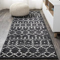 JONATHAN Y Boho Vintage Diamond Black/Ivory Runner Rug 2X14 ft, Moroccan Hype for Living Room, Bedroom, Kitchen, Office, Easy-Cleaning, High Traffic, Pet-Friendly, Non-Shedding (MOH101D-214)