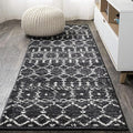 JONATHAN Y Boho Vintage Diamond Black/Ivory Runner Rug 2X10 ft, Moroccan Hype for Living Room, Bedroom, Kitchen, Office, Easy-Cleaning, High Traffic, Pet-Friendly, Non-Shedding (MOH101D-210)