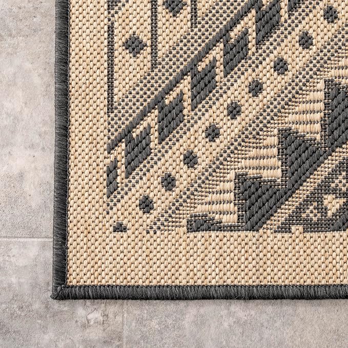 Nuloom Outdoor Performance Collection Landry Charcoal/Ivory, 2' x 3', Soft, High Traffic, Stain Resistant, Easy Clean, Durable Area Rug for Indoor/Outdoor Patio, Deck, Porch, Garden, Courtyard