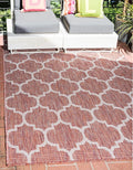 Unique Loom Outdoor Trellis Collection Area Rug (4' 1" x 6' 1" Rectangle, Rust Red/ Ivory)