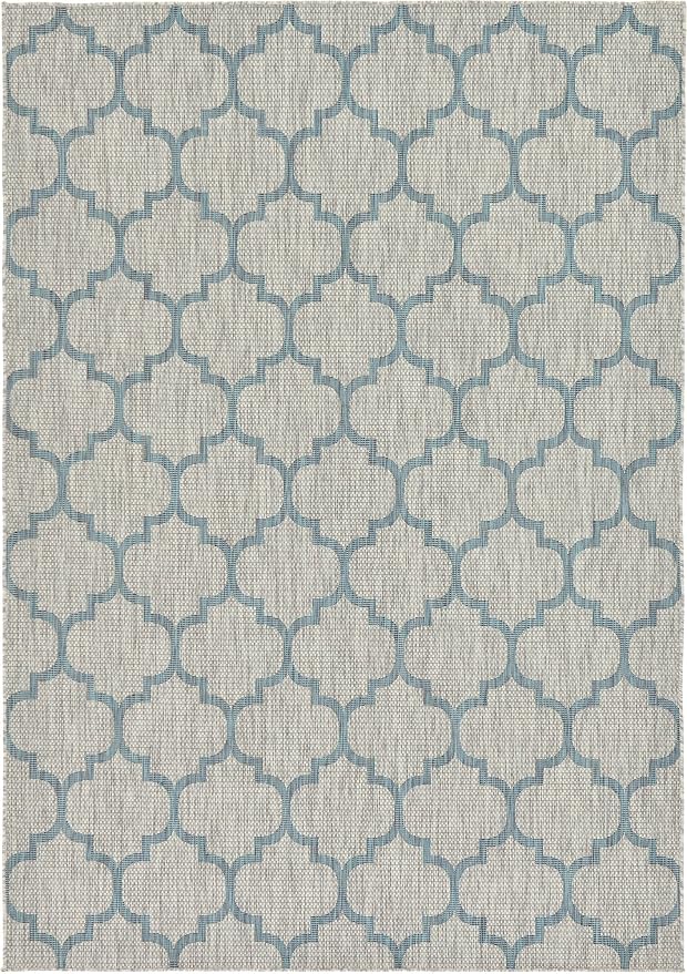 Unique Loom Outdoor Trellis Collection Area Rug (7' 1" x 10' Rectangle, Gray/ Ivory)