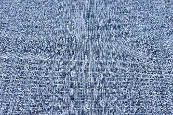 Unique Loom Collection Casual Transitional Solid Heathered Indoor/Outdoor Flatweave Area Rug (6' 1" x 9' Rectangle, Blue/Navy Blue)