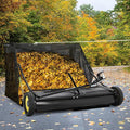 Tow Behind Lawn Sweeper 44" Wide, 26 Cu.Ft Large Hopper Yard Sweeper, Pull Behind Leaf Collector with Adjustable Sweeping Height, Universal Fit for Lawn Tractor & Debris Cleanup