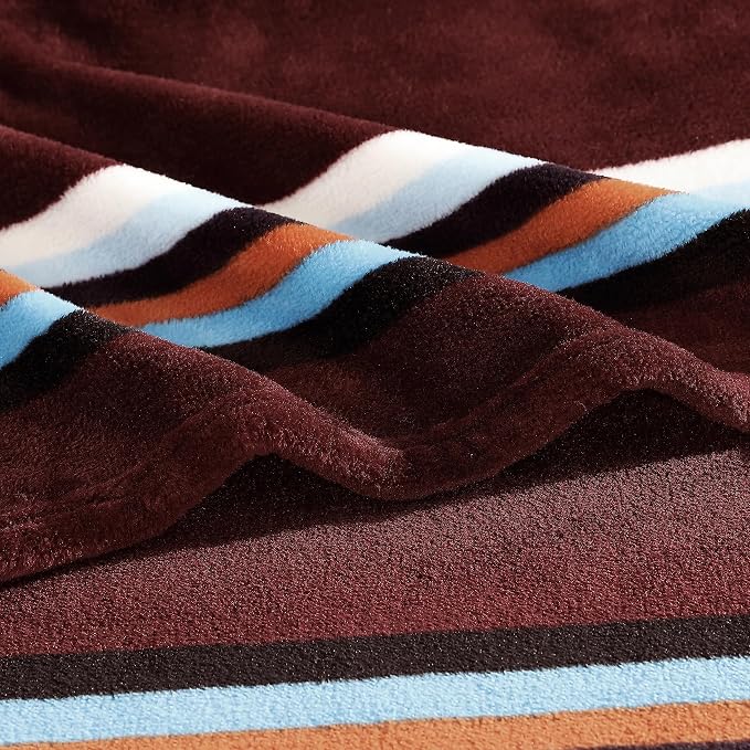 Wrangler - Queen Size Blanket, Ultra-Soft Plush Blanket, Medium Weight Cozy Bedding, Striped Americana Decor, Western Saddle Red