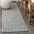 JONATHAN Y Moroccan Geometric Indoor Outdoor Runner Rug 2X10 Light Gray/Navy, Ourika Textured Weave for Backyard, Patio, Porch, Easy-Cleaning, High Traffic, Pet-Friendly, Non-Shedding (SMB108A-210)