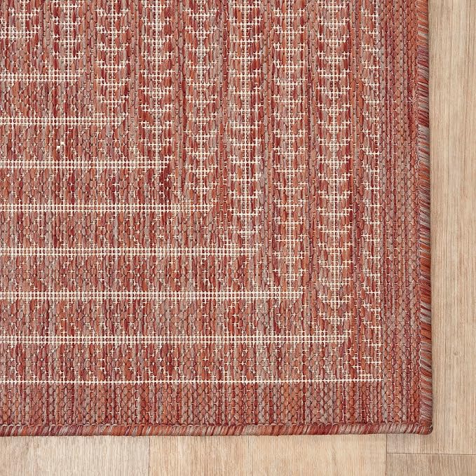 Adiva Rugs Outdoor Indoor Area Rug, Weather Resistant, Easy to Clean, Stain Resistant Floor Mat for Dining Room, Backyard, Deck, Patio (Copper Weiss, 2' x 3')