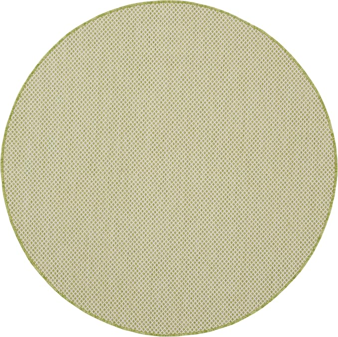 Nourison Home Courtyard Ivory Green 4' x Round Area Rug - Easy Clean, Non Shedding, Bed Room, Living Room, Dining Room, Kitchen (4' x Round)