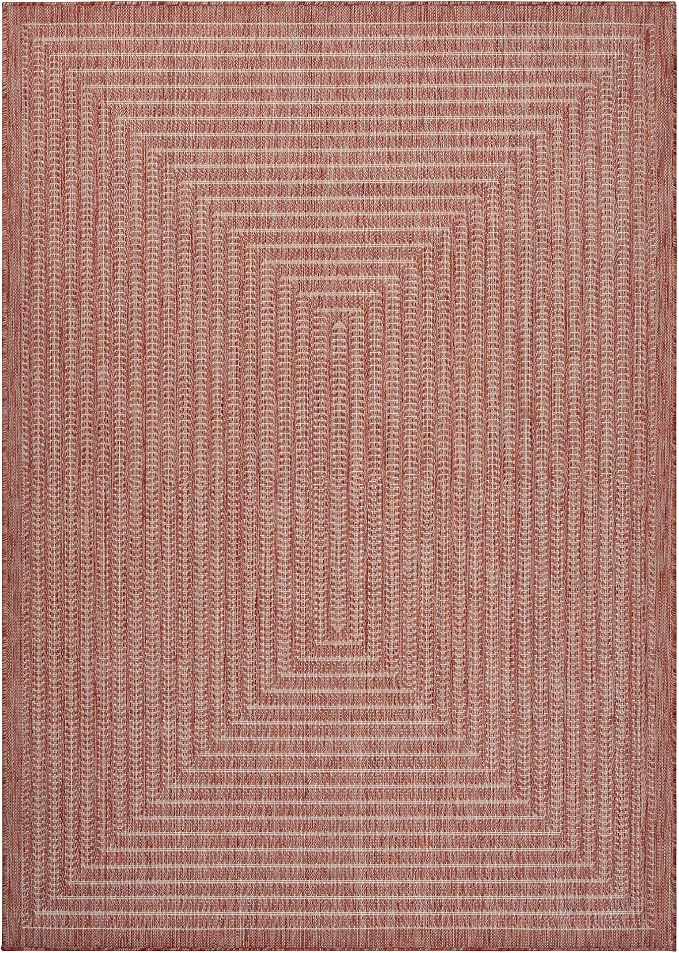 Adiva Rugs Outdoor Indoor Area Rug, Weather Resistant, Easy to Clean, Stain Resistant Floor Mat for Dining Room, Backyard, Deck, Patio (Copper Weiss, 10' x 14')