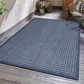 Adiva Rugs Outdoor Indoor Area Rug, Weather Resistant, Easy to Clean, Stain Resistant Floor Mat for Dining Room, Backyard, Deck, Patio (Navy Weiss, 9' x 12')
