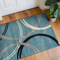 Rugshop Wavy Circles Modern Accent Fade-Resistant Area Rug Blue 2'7" x 4' | Rectangular, Size 2'7" x 4', Living Room, Bedroom, Dining Room, Home Office, Kitchen, Entryway, Hallway, Nursery, Kids Room