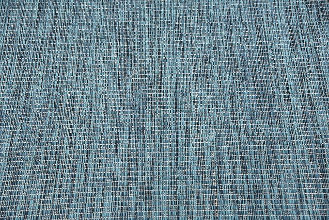Unique Loom Outdoor Solid Collection Area Rug (4' 1" x 6' 1" Rectangle Teal/Navy Blue)