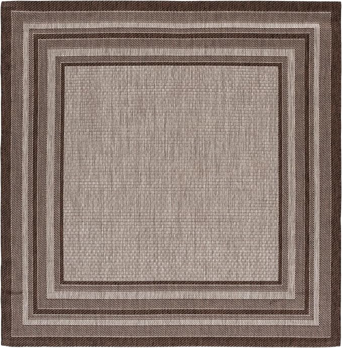 SAFAVIEH Courtyard Square Rug 6'7", Grey & Brown CY8475-36312