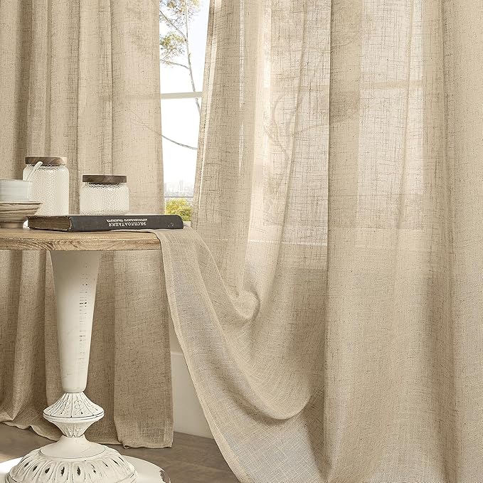 LAMIT 54 Inch Brown Linen Curtains - Image 8