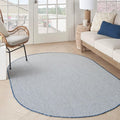 Nourison Home Courtyard Ivory Blue 5' x 8' Oval Area Rug - Easy Clean, Non Shedding, Bed Room, Living Room, Dining Room, Kitchen (5' x 8' Oval)