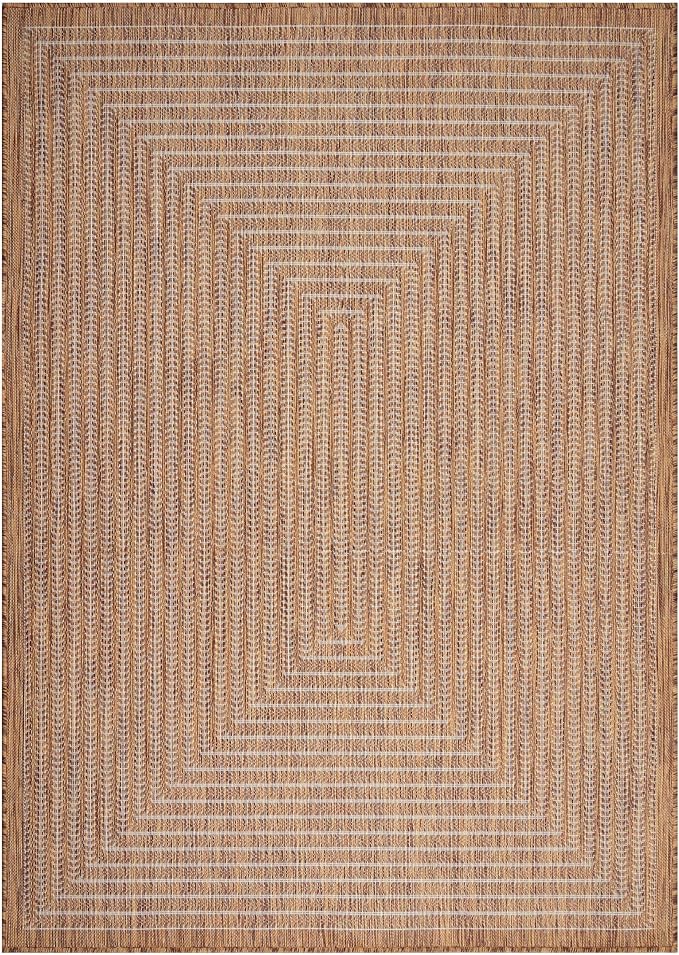 Adiva Rugs Outdoor Indoor Area Rug, Weather Resistant, Easy to Clean, Stain Resistant Floor Mat for Dining Room, Backyard, Deck, Patio (Wooden, 5' x 7')