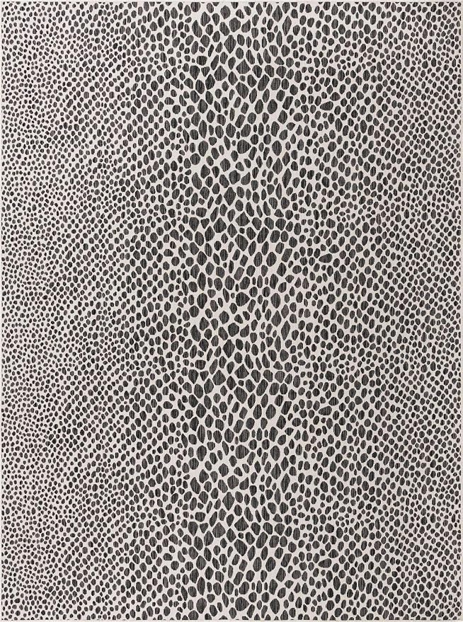 Unique Loom Outdoor Collection Area Rug - Cape Town (9' x 12' Rectangle, Black/ Ivory)