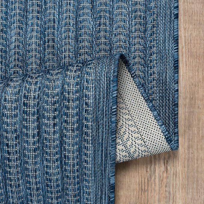 Adiva Rugs Outdoor Indoor Area Rug, Weather Resistant, Easy to Clean, Stain Resistant Floor Mat for Dining Room, Backyard, Deck, Patio (Azure Denim Blue, 8' x 10')