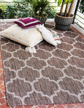 Unique Loom Outdoor Trellis Collection Area Rug (4' 1" x 6' 1" Rectangle, Brown/ Ivory)