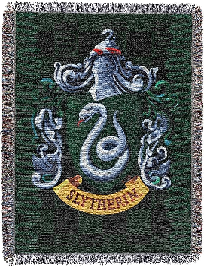 Northwest Harry Potter Woven Tapestry Throw Blanket, Designer Home Décor, Modern, Unique Gift, 48" x 60", Slytherin Shield