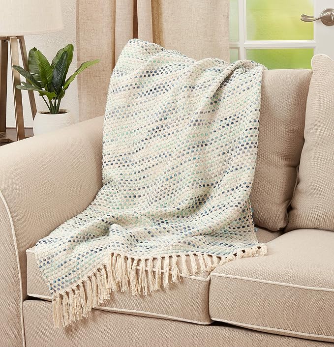 SARO LIFESTYLE Han Collection Confetti Design Throw Blanket, 50" x 60", Blue
