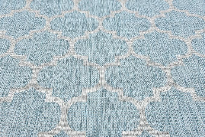 Unique Loom Outdoor Trellis Collection Area Rug (9' x 12' Rectangle, Aquamarine/ Gray)