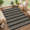 PureCozy Striped Easy Jute Rug 4x6 Black Entryway Carpet Washable Non Slip Office Door Mat Farmhouse Neutral Non Shedding Small Indoor Outdoor Rug for Bathroom Kitchen Bedroom Living Room