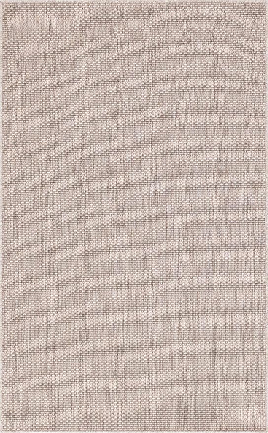 Unique Loom Collection Casual Transitional Solid Heathered Indoor/Outdoor Flatweave Area Rug (5' 3" x 8' Rectangle, Beige/Ivory)