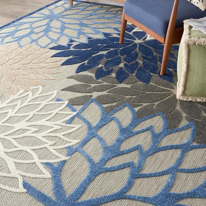 Nourison Home Aloha 7'10" x 10'6" Fabric Indoor/Outdoor Rug in Blue/Multi-Color