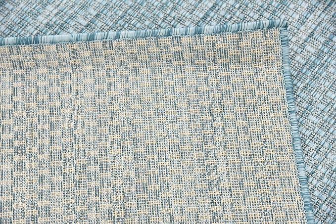 Unique Loom Collection Casual Transitional Solid Heathered Indoor/Outdoor Flatweave Area Rug (6' 1" x 9' Rectangle, Aquamarine/Ivory)