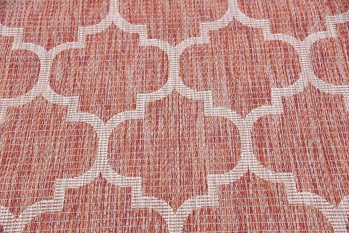 Unique Loom Outdoor Trellis Collection Area Rug (4' 1" x 6' 1" Rectangle, Rust Red/ Ivory)