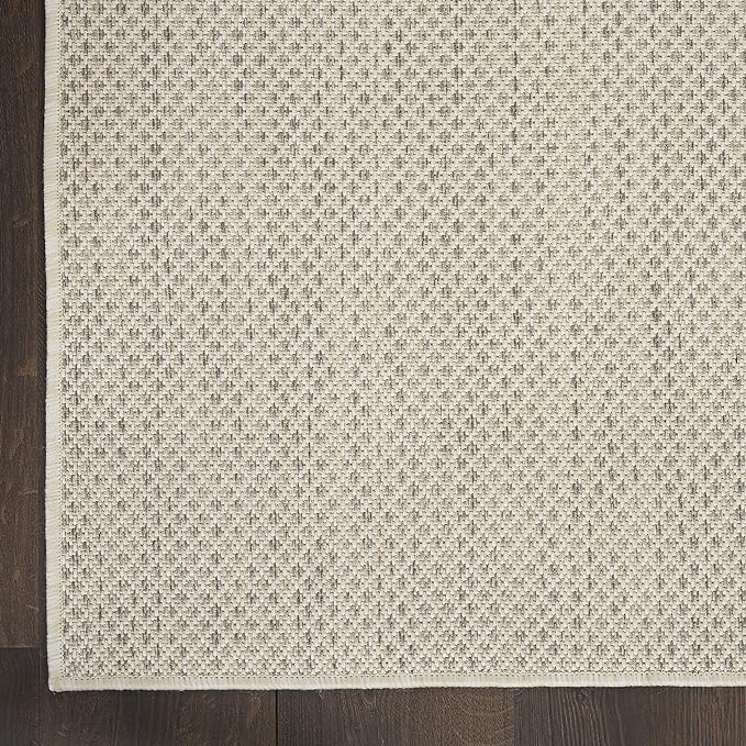 Nourison Home Courtyard Ivory Silver 2' x 6' Area Rug - Easy Clean, Non Shedding, Bed Room, Living Room, Dining Room, Kitchen (6' Runner)