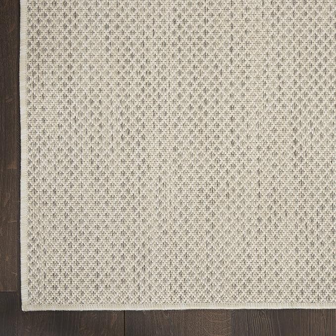 Nourison Home Courtyard Ivory Silver 7' x 10' Area Rug - Easy Clean, Non Shedding, Bed Room, Living Room, Dining Room, Kitchen (7' x 10')