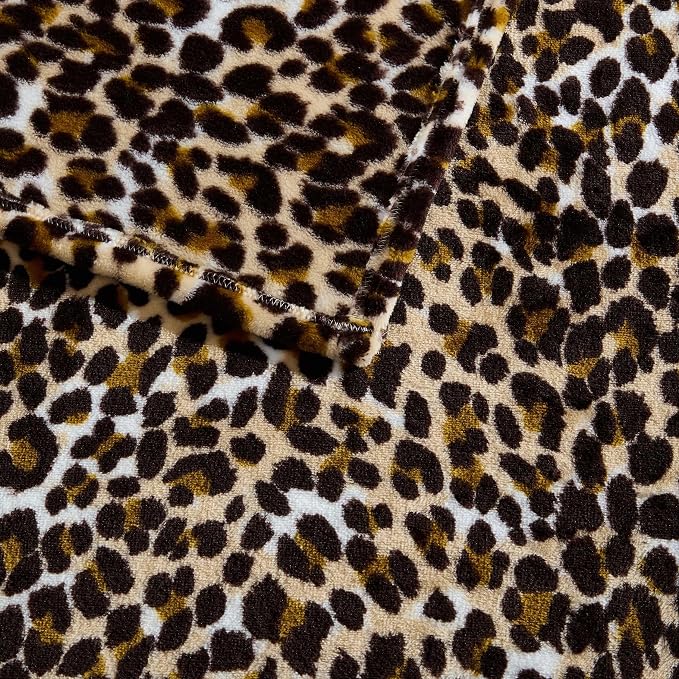Betsey Johnson - Plush Throw Blanket for Couch or Bed, Soft Reversible Western Fleece Throw, Cozy Printed Soft Blanket, Etched Leopard Brown, 50" x 70"