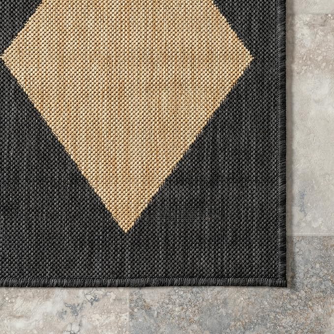 Nuloom Outdoor Performance Collection Sabina Dark Grey/Ivory, 8' Round, Soft, High Traffic, Stain Resistant, Easy Clean, Durable Area Rug for Indoor/Outdoor Patio, Deck, Porch, Garden, Courtyard