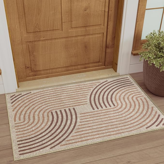 Easy Jute 8x10 Brown Outdoor Patio Rug Machine Washable Boho Carpet