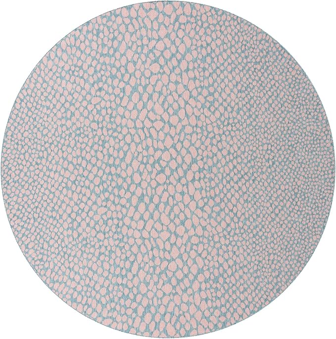 Unique Loom Jill Zarin Jill Zarin Outdoor Collection Area Rug - Cape Town (10' 8" Round, Pink and Aqua/Light Blue)