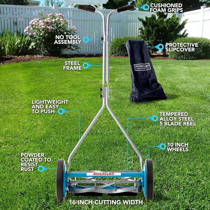 American Lawn Mower 2605-16 16-Inch 5-Blade Reel Lawn Mower with Cover
