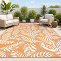 JONATHAN Y Palm Frond Indoor Outdoor Area Rug 8X10 Orange/Cream, Nevis for Backyard, Patio, Porch, Easy-Cleaning, High Traffic, Pet-Friendly, Non-Shedding (SMB119E-8)