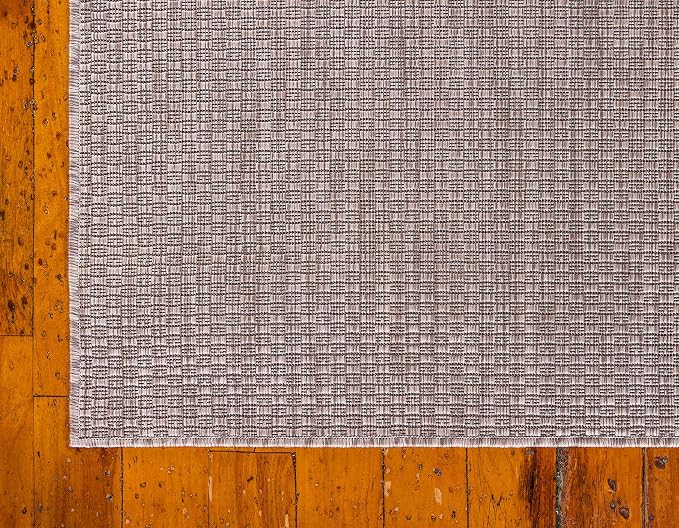 Unique Loom Collection Casual Transitional Solid Heathered Indoor/Outdoor Flatweave Area Rug (5' 3" x 8' Rectangle, Beige/Ivory)