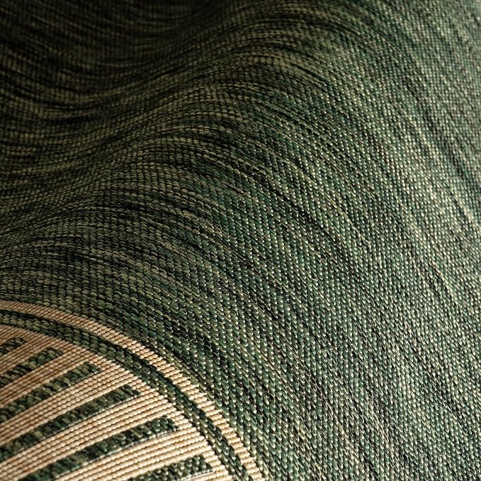 Nuloom Asha Green/Brown, 4' x 6', Casual, Striped Border, Soft and Cozy, High Traffic, Easy Clean, Durable Area Rug for Indoor/Outdoor Patio, Deck, Porch, Garden, Courtyard